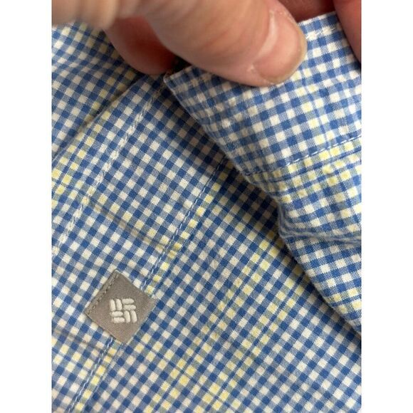 Columbia Sportswear Men's M Blue & Yellow Gingham Button-Up Shirt - Picture 6 of 12